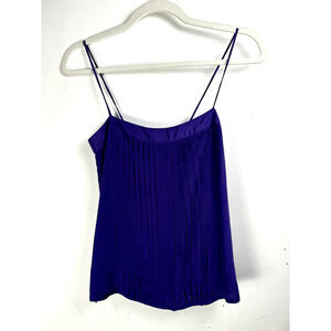 Vintage AJ Too Women's Purple Pleated Preppy Y2K Coquette 100% Silk Crop Cami